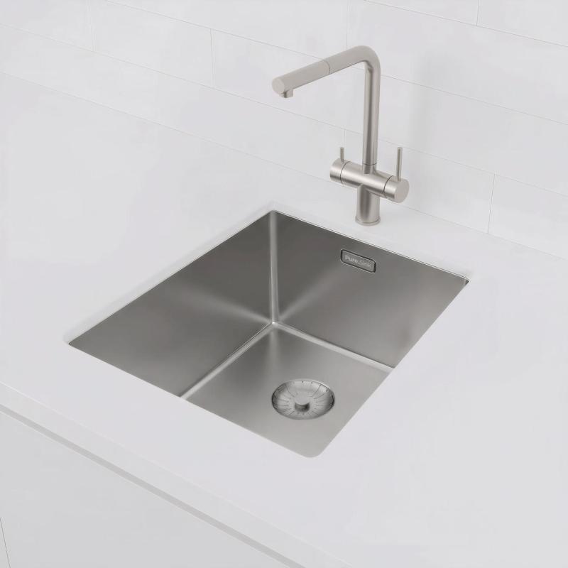 Pure.Sink Prestige stalowa umywalka 34x40 cm z promieniem 10 mm do montażu podblatowego, płaskiego i na blacie PPG3440-02.