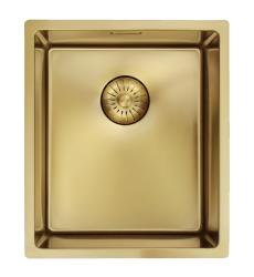 Zlew Pure.Sink Prestige 34x40 cm PVD Złoto 10 mm promień podwieszany, montaż na równi z blatem i nablatowy PPG3440-60.
