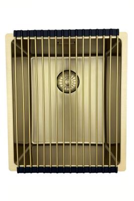 Zlew Pure.Sink Prestige 34x40 cm PVD Złoto 10 mm promień podwieszany, montaż na równi z blatem i nablatowy PPG3440-60.