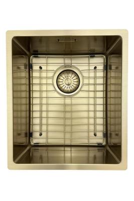 Zlew Pure.Sink Prestige 34x40 cm PVD Złoto 10 mm promień podwieszany, montaż na równi z blatem i nablatowy PPG3440-60.