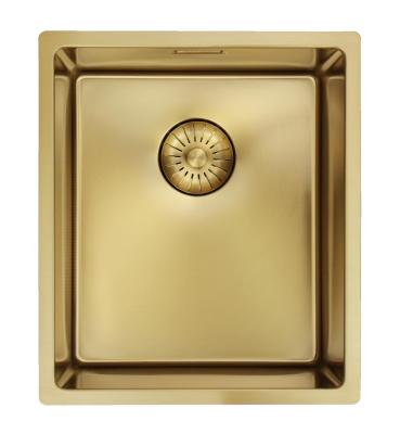 Zlew Pure.Sink Prestige 34x40 cm PVD Złoto 10 mm promień podwieszany, montaż na równi z blatem i nablatowy PPG3440-60.