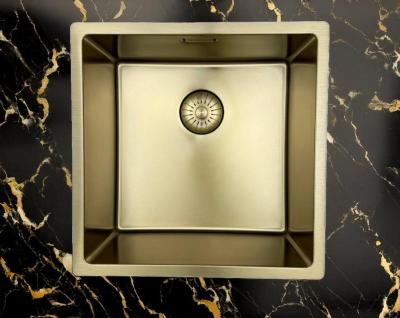 Pure.Sink Prestige zlewozmywak 40x40 cm PVD Złoty 10mm promień do montażu podwieszanego, wpuszczanego i nablatowego PPG4040-60