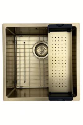 Pure.Sink Prestige zlewozmywak 40x40 cm PVD Złoty 10mm promień do montażu podwieszanego, wpuszczanego i nablatowego PPG4040-60