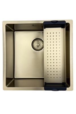 Pure.Sink Prestige zlewozmywak 40x40 cm PVD Złoty 10mm promień do montażu podwieszanego, wpuszczanego i nablatowego PPG4040-60