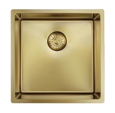 Pure.Sink Prestige zlewozmywak 40x40 cm PVD Złoty 10mm promień do montażu podwieszanego, wpuszczanego i nablatowego PPG4040-60