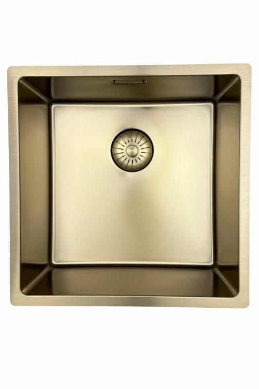 Pure.Sink Prestige zlewozmywak 40x40 cm PVD Złoty 10mm promień do montażu podwieszanego, wpuszczanego i nablatowego PPG4040-60