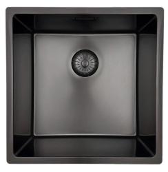 Pure.Sink Prestige zlew 40x40 cm PVD Gun Metal promień 10 mm montaż podwieszany, wpuszczany i nablatowy PPG4040-61.