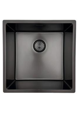 Pure.Sink Prestige zlew 40x40 cm PVD Gun Metal promień 10 mm montaż podwieszany, wpuszczany i nablatowy PPG4040-61.
