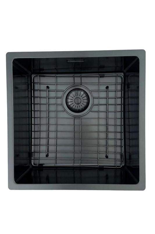 Pure.Sink Prestige zlew 40x40 cm PVD Gun Metal promień 10 mm montaż podwieszany, wpuszczany i nablatowy PPG4040-61.