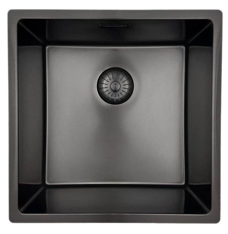 Pure.Sink Prestige zlew 40x40 cm PVD Gun Metal promień 10 mm montaż podwieszany, wpuszczany i nablatowy PPG4040-61.