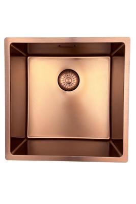 Pure.Sink Prestige zlew 40x40 cm PVD Miedź promień 10 mm do montażu podblatowego, wpuszczanego i nakładanego PPG4040-62