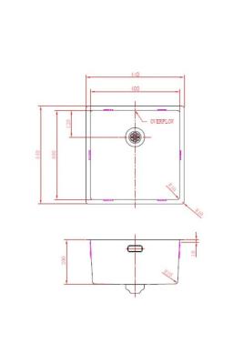 Pure.Sink Prestige zlew 40x40 cm PVD Miedź promień 10 mm do montażu podblatowego, wpuszczanego i nakładanego PPG4040-62