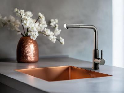 Pure.Sink Prestige zlew 40x40 cm PVD Miedź promień 10 mm do montażu podblatowego, wpuszczanego i nakładanego PPG4040-62