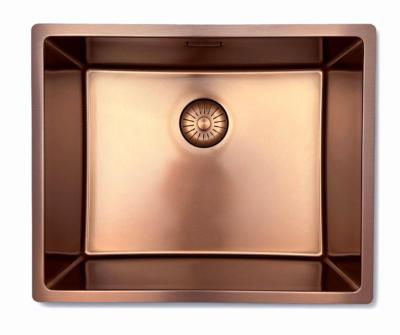 Pure.Sink Prestige zlew 50x40 cm PVD Miedź 10mm promień podwieszany, płaskomontażowy i nadblatowy PPG5040-62