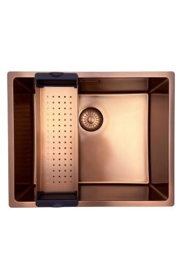Pure.Sink Prestige zlew 50x40 cm PVD Miedź 10mm promień podwieszany, płaskomontażowy i nadblatowy PPG5040-62
