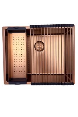 Pure.Sink Prestige zlew 50x40 cm PVD Miedź 10mm promień podwieszany, płaskomontażowy i nadblatowy PPG5040-62