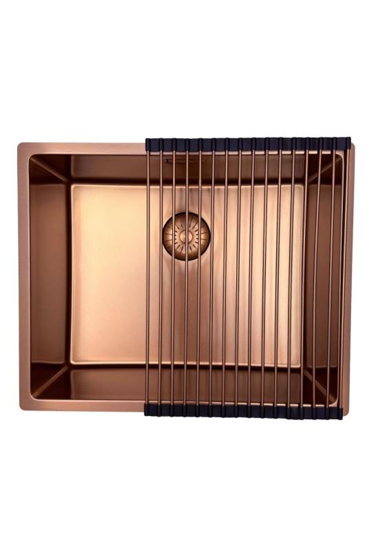 Pure.Sink Prestige zlew 50x40 cm PVD Miedź 10mm promień podwieszany, płaskomontażowy i nadblatowy PPG5040-62