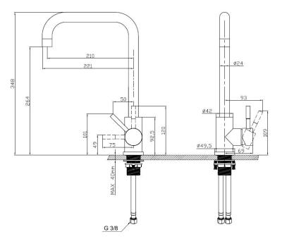 Pure.Sink Elite Steel Pure kran kuchenna PVD Gun Metal PS8010-61