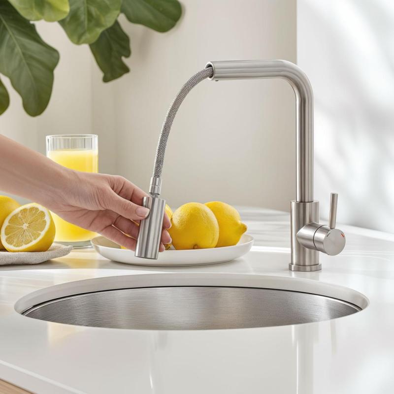 Pure.Sink Elite Steel Spark-S kran kuchenny ze stali nierdzewnej z wyciąganą wylewką PS8041-02