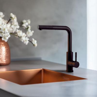 Pure.Sink Elite Steel Spark-S bateria kuchenna Matowa czarna z wyciąganą wylewką PS8041-10