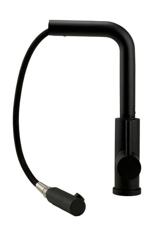 Pure.Sink Elite Steel Spark-S bateria kuchenna Matowa czarna z wyciąganą wylewką PS8041-10