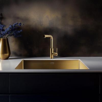 Pure.Sink Elite Steel Spark-S bateria kuchenna PVD Szczotkowane złoto z wyciąganą wylewką PS8041-60