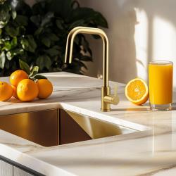 Pure.Sink Elite Steel Crystal-S kuchenny kran PVD szczotkowane złoto z wyciąganą wylewką PS8050-60