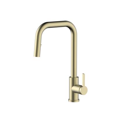 Pure.Sink Elite Steel Crystal-S kuchenny kran PVD szczotkowane złoto z wyciąganą wylewką PS8050-60
