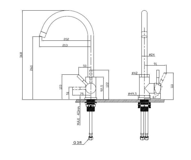 Pure.Sink Elite Steel Stream bateria kuchenna PVD Gun Metal PS8044-61