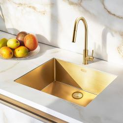 Pure.Sink Elite Steel Stream-S bateria kuchenna PVD szczotkowane złoto z wyciąganą wylewką PS8045-60