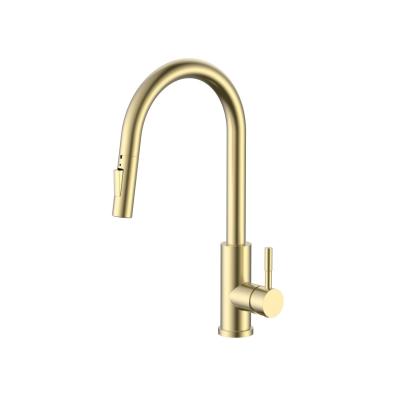 Pure.Sink Elite Steel Stream-S bateria kuchenna PVD szczotkowane złoto z wyciąganą wylewką PS8045-60