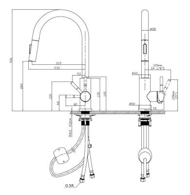 Pure.Sink Elite Steel Stream-S bateria kuchenna PVD szczotkowane złoto z wyciąganą wylewką PS8045-60