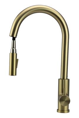 Pure.Sink Elite Steel Stream-S bateria kuchenna PVD szczotkowane złoto z wyciąganą wylewką PS8045-60