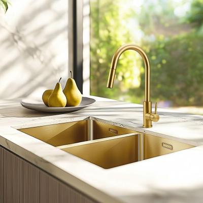 Pure.Sink Elite Steel Stream-S bateria kuchenna PVD szczotkowane złoto z wyciąganą wylewką PS8045-60