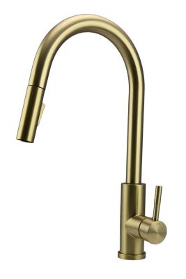 Pure.Sink Elite Steel Stream-S bateria kuchenna PVD szczotkowane złoto z wyciąganą wylewką PS8045-60