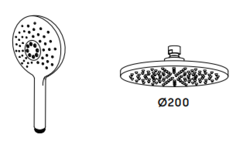Waterevolution Flow termostatyczny zestaw prysznicowy z deszczownicą matowa czerń 200mm okrągła T141TNRPR