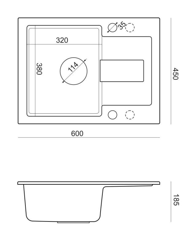 Quadri Sutton Beżowy Piaskowy Granitowy Zlewozmywak Nablatowy 60x45cm z Ociekaczem, Odwracalny z Beżowym Korkiem - 1208967751