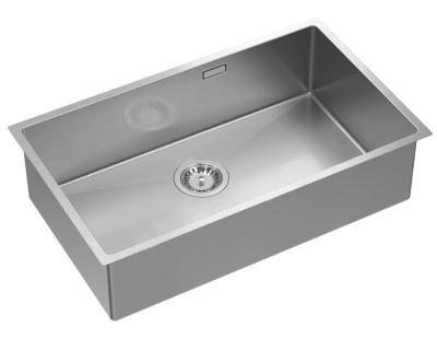Aquadesign Zara RVS Zlew 74x44cm do montażu podszafkowego, montażu równego i montażu nawierzchniowego z korkiem ze stali nierdzewnej - 1208967758