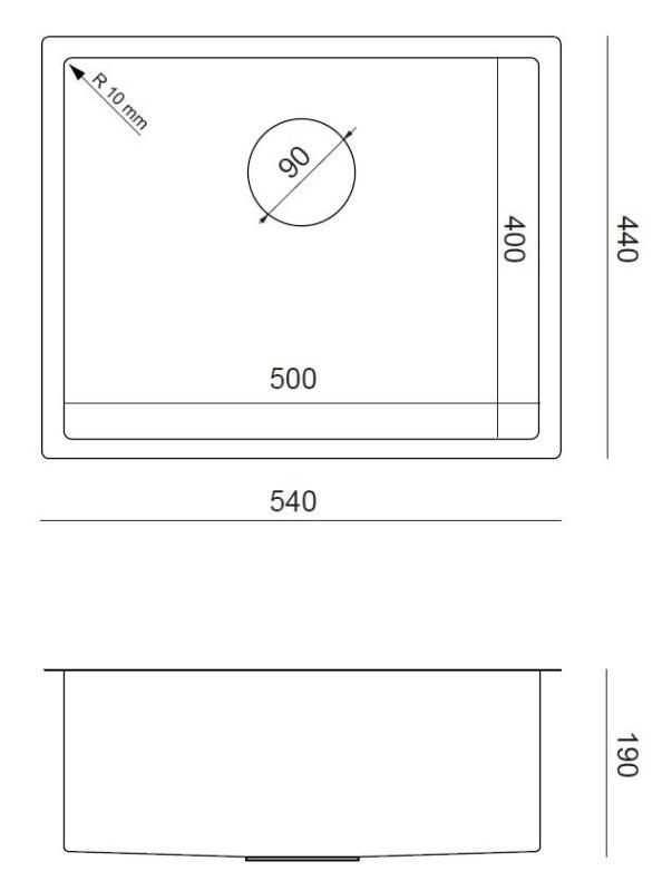 Aquadesign Zara Zlewozmywak ze stali nierdzewnej 54x44cm Podwieszany, Płaski montaż i Nakładany z korkiem ze stali nierdzewnej - 1208967759