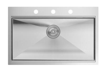 Aquadesign Vesta RVS Zlew 76x49cm Montaż na blacie i wpuszczany z miejscem na baterię, w zestawie korek RVS i akcesoria - 1208967762