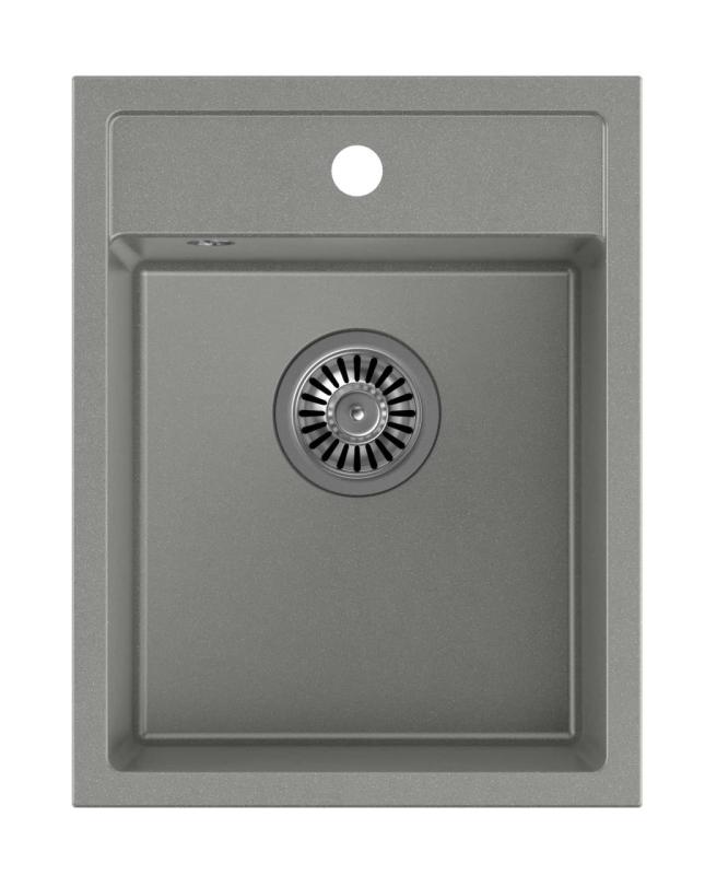 Quadri Londyn Granitowy Szary Zlew 39x50 cm z Otworem na Baterię do Montażu - 1208967844