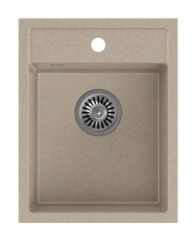 Quadri Londyn Granitowy Beżowy Piaskowy Zlewozmywak 39x50 cm z Otworem na Baterię do Montażu Nablatowego - 1208967845