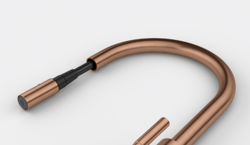 Franke Mythos Masterpiece Bateria kuchenna Miedziana z Wylewką w Kształcie Litery J i Wyciąganą Głowicą Natryskową - 115.0711.557