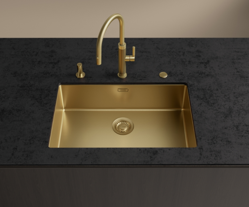 Franke Mythos Masterpiece Kran Kuchenny Złoty z Wylewką w Kształcie Litery J i Wyciąganą Wylewką - 115.0711.558