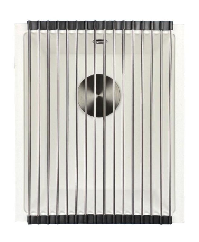 GraniteMy Universal Biały granitowy zlew 34x40 cm biały montaż natynkowy i podblatowy z korek z brązu 1208967904