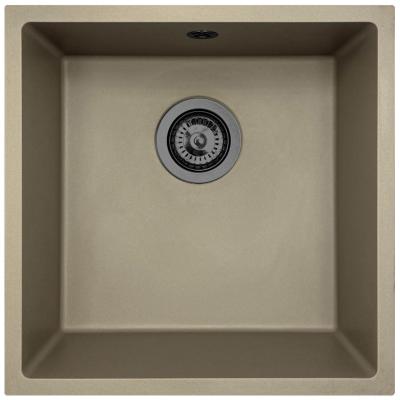 GraniteMy Universal Taupe Zlewozmywak granitowy 40x40 cm montaż na blacie, pod blatem i na równi z blatem z korkiem w kolorze gun metal - 1208967913