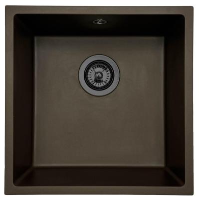 GraniteMy Uniwersalny Zlew Kuchenny z Granitu 40x40 cm montaż nablatowy, podblatowy i wpuszczany z zatyczką w kolorze gun metal - 1208967917