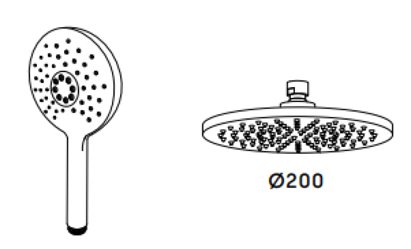Waterevolution Flow drieweg douchemengkraan met hoofddouche en ronde handdouche gun metal T131NRGME