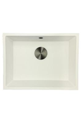 GraniteMy Uniwersalny Granitowy Biały Zlew 55x40 cm montaż nablatowy, podblatowy i wpuszczany z korkiem gun metal - 1208967933