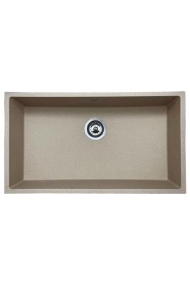 GraniteMy Universal granitowy beżowy piaskowy zlew 74x40 cm do montażu na blacie lub pod blatem z kołkiem ze stali nierdzewnej 1208968017